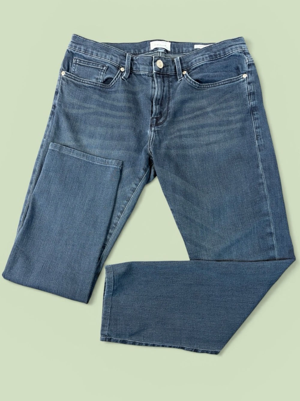 FRAME L’Homme Slim Jeans Mens 33 Blue Denim Slim Fit Cropped 27 Inseam